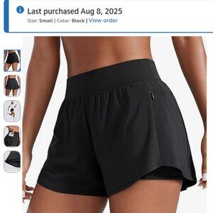 CRZ YOGA 2 in 1 Double Layer Running Shorts Small Black